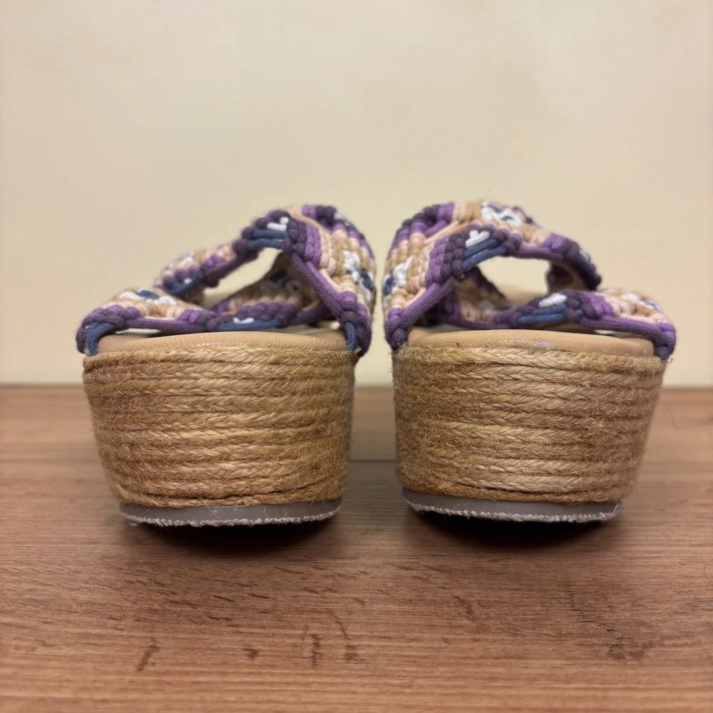 FREE PEOPLE Highline Platform Slide Sandal Purple/Tan Women Size 39 Casual Wedge